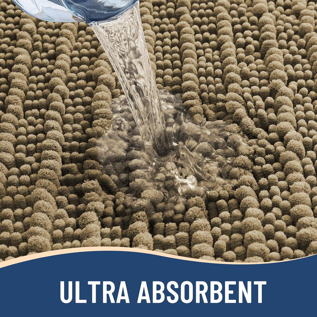 Arotive Luxury Chenille Bathroom Rug Mat, Extra Soft Thick Absorbent Shaggy Bath Rugs, Non-Slip Machine Wash Dry, Plush Bath Mats for Bathroom, Shower and Tub, 44x24, Camel