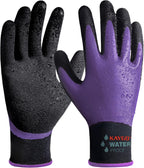 KAYGO Waterproof Work Gloves for Men and Women, Rubber Coated Non-slip Working Gloves for Garden, Outdoor Construction,KG150,Purple,XS