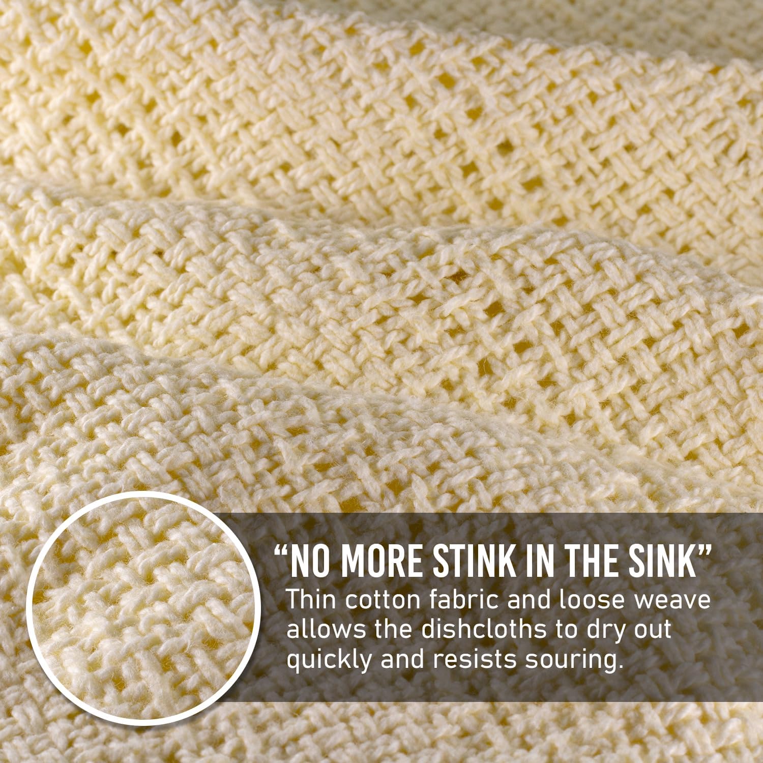 Old Fashion 100% Cotton Dishcloths - Set of 4 Mixed Colors - 2 Yellow/2 White -11" x 11"