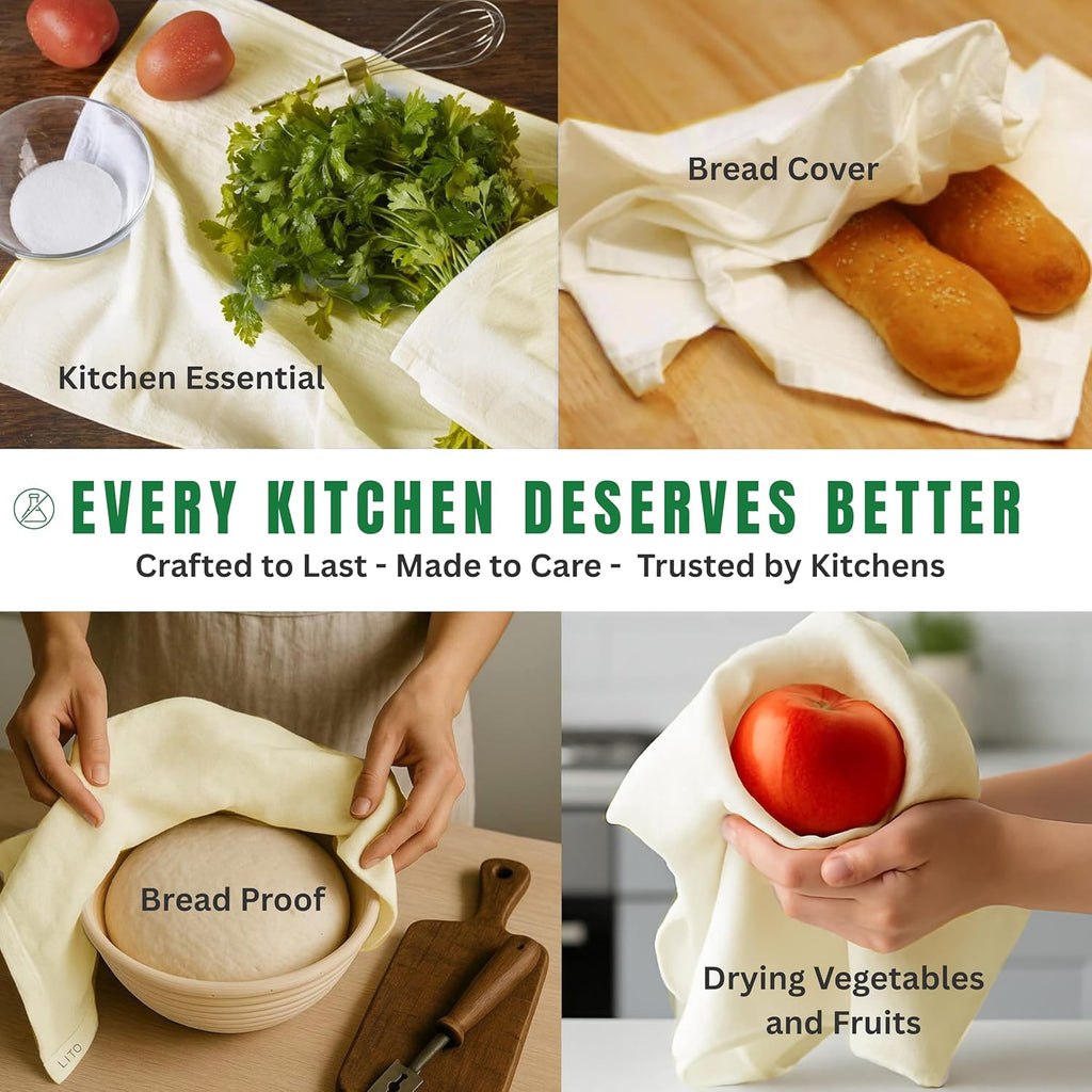 Flour Sack Towels | Tea Towel for Crafts| Kitchen Dish Cotton Blank Towel for Embroidery| Baking Bread Proofing Linen Cover| Thick Absorbent Quick Dry| 6 Pack 28"x28" Natural