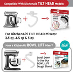Dough Hook Shield For Kitchen Aid - Prevents Your Dough from Climbing Up and Clogging Up Your Mixer – Mess Free Mixer Accessory Compatible With Most KitchenAid C Shape Dough Hooks (White)