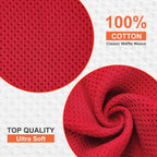 Kitinjoy 100% Cotton Kitchen Dish Cloths, 12 Pack Waffle Weave Ultra Soft Absorbent Dish Towels for Drying Dishes Quick Drying Kitchen Towels Dish Rags, 12 X 12Inch, Red