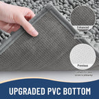 Arotive Luxury Chenille Bathroom Rug Mat, Extra Soft Thick Absorbent Shaggy Bath Rugs, Non-Slip Machine Wash Dry, Plush Bath Mats for Bathroom, Shower and Tub, 47x17, Grey