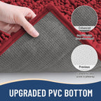 Arotive Luxury Chenille Bathroom Rug Mat, Extra Soft Thick Absorbent Shaggy Bath Rugs, Non-Slip Machine Wash Dry, Plush Bath Mats for Bathroom, Shower and Tub, 36x24, Red