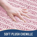 Arotive Luxury Chenille Bathroom Rug Mat, Extra Soft Thick Absorbent Shaggy Bath Rugs, Non-Slip Machine Wash Dry, Plush Bath Mats for Bathroom, Shower and Tub, 34x21, Pink