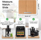 Ibyx Elegant Sliding Tray for Your Coffee Maker & Heavy Kitchen Appliances - Sturdy, Slides Easily from Under The Cabinet (Natural, 16" W x 13" D)