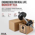 TELK – Adjustable Dumbbell Set – Home Gym Weight Set with Baked Enamel Cast Iron Plates – Space-Saving Free Weights for Strength Training