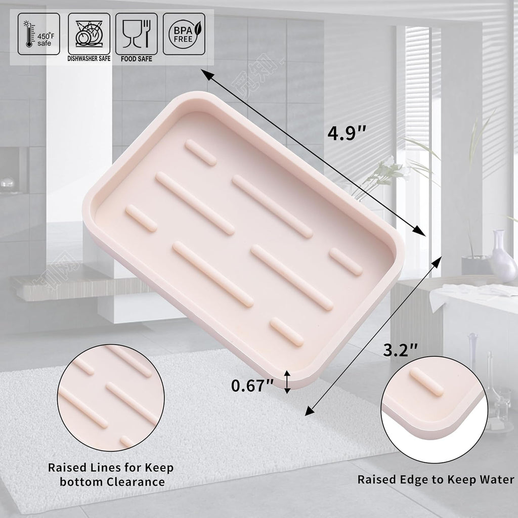 Silicone Kitchen Sink Organizer Tray for Multiple Usage,Easy Clean Sponges Holder for Kitchen Bathroom Counter or Sink,Dish Soap Dispenser,Scrubber,Bottle,Cup Tapioca 4.9”x 3.2”