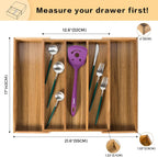 Utoplike Acacia Kitchen Drawer Organizer Expandable, Large Utensils and Cutlery Tray, Adjustable Silverware Divider for Knives Flatware