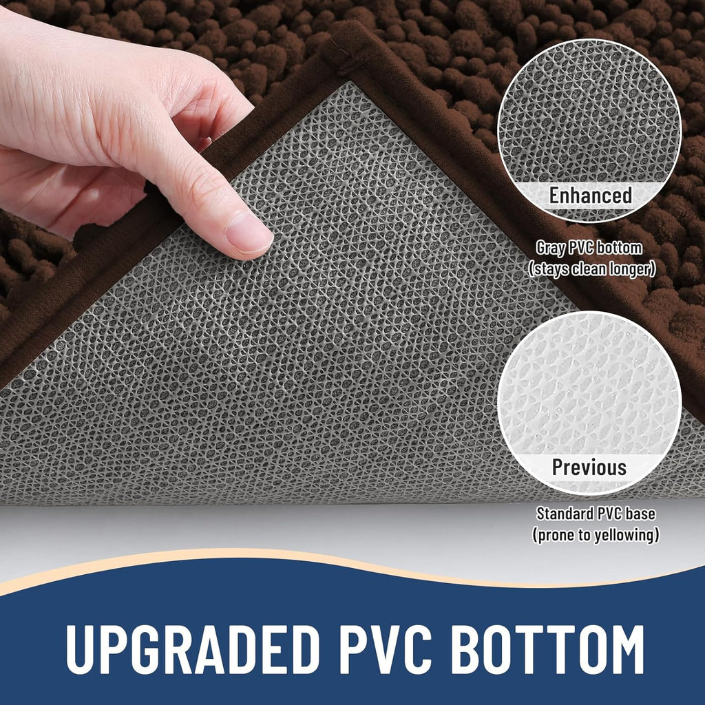 Arotive Luxury Chenille Bathroom Rug Mat, Extra Soft Thick Absorbent Shaggy Bath Rugs, Non-Slip Machine Wash Dry, Plush Bath Mats for Bathroom, Shower and Tub, 44x24, Brown