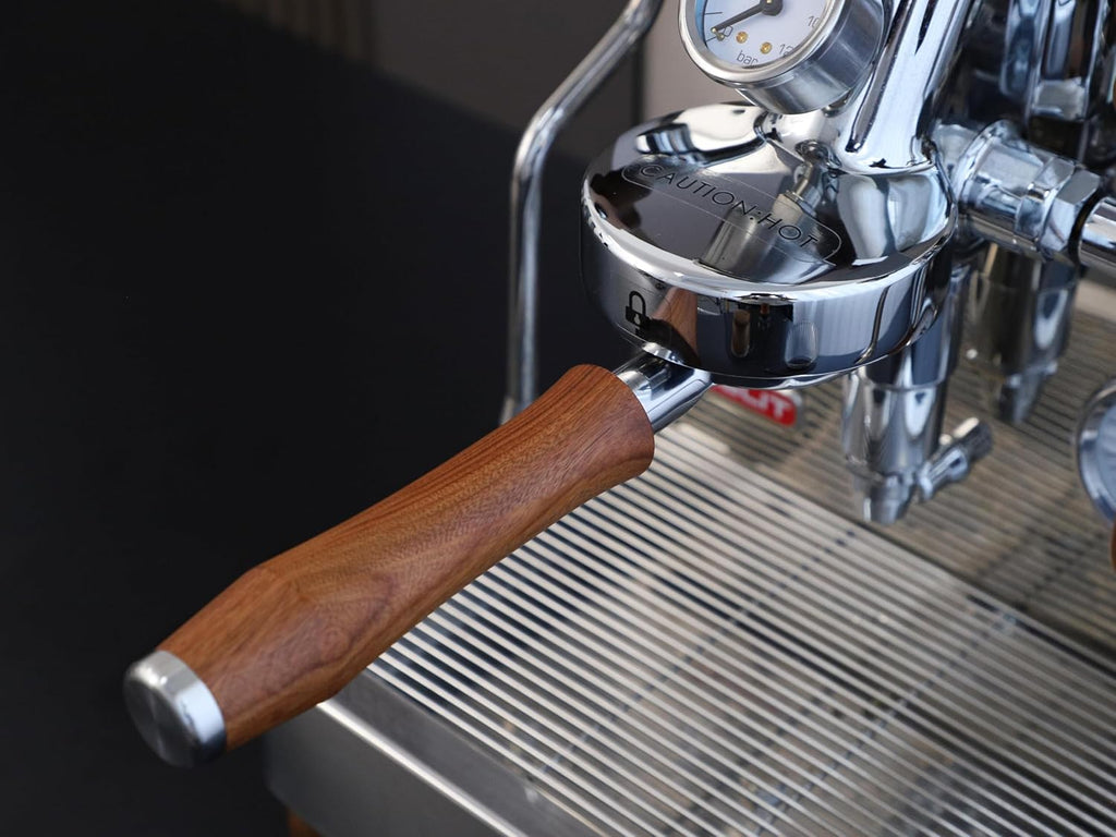 58mm Bottomless Portafilter | Fits for E61 Group Head 2 Ears machines| Stainless Steel portafilter and Rosewood Handle|Espresso Machine Accessories(Rosewood)