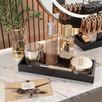 Bathroom Vanity Tray Black Decorative Tray for Counter, 11.2"x 4.3" Small Wood Sink Soap Tray Holder for Kitchen, Dresser Countertop Decor Rectangle Wooden Organizer, Black