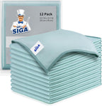 MR.SIGA Ultra Fine Microfiber Cloths for Glass, Pack of 12, 35 x 40cm 13.7" x 15.7"