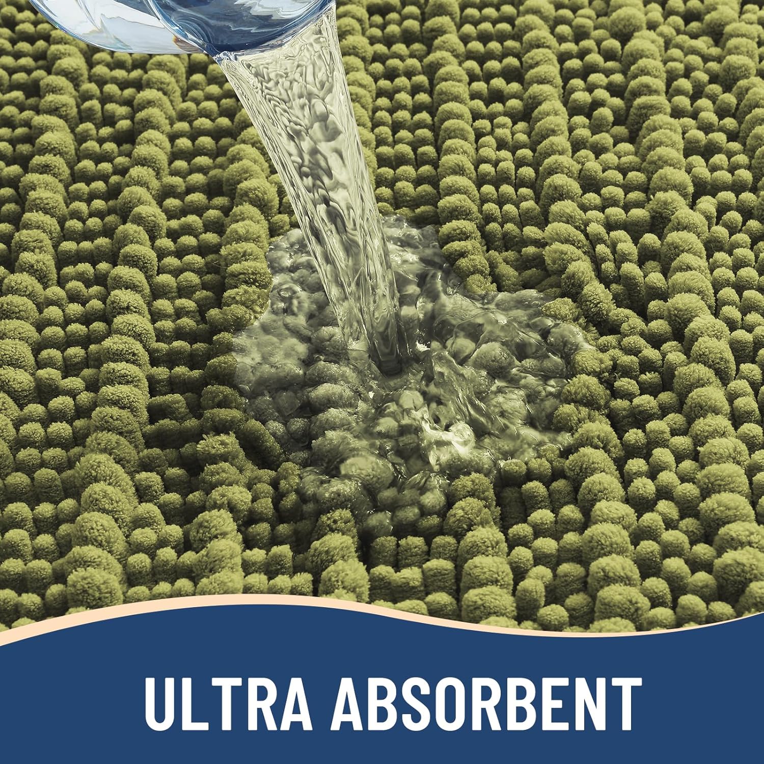 Arotive Luxury Chenille Bathroom Rug Mat, Extra Soft Thick Absorbent Shaggy Bath Rugs, Non-Slip Machine Wash Dry, Plush Bath Mats for Bathroom, Shower and Tub, 30x20, Willow Green