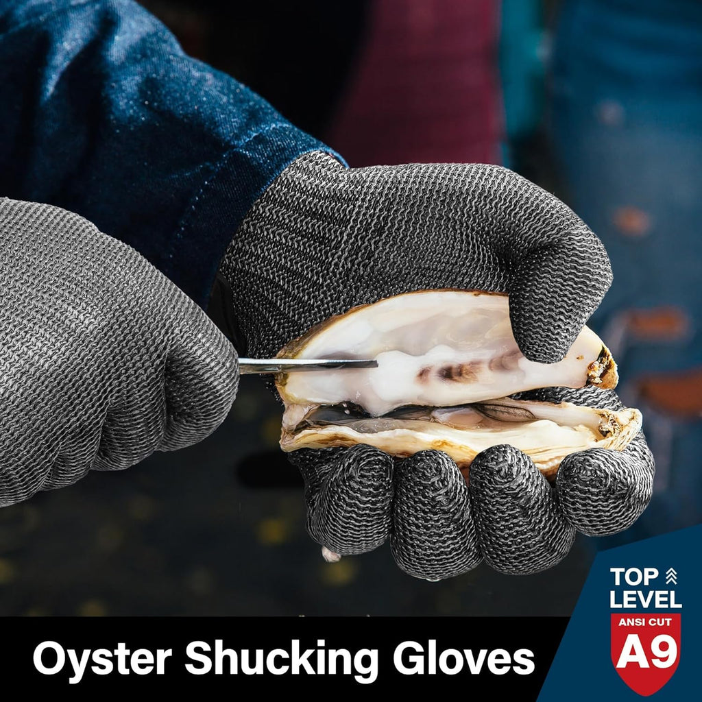 Schwer Ultimate Cut Resistant Gloves Beyond ANSI A9, Reinforced Stainless Steel Glove, Food Grade Mesh Metal Gloves for Butcher Meat Cutting, Oyster Shucking, Mandoline, Non-PFAS, PR1708 (XL, 2 PCS)