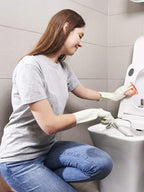 LANON 3 Pairs wahoo Skin-Friendly Cleaning Gloves, Dishwashing Kitchen Gloves with Cotton Flocked Liner, Reusable, Non-Slip, Canary Green, Large