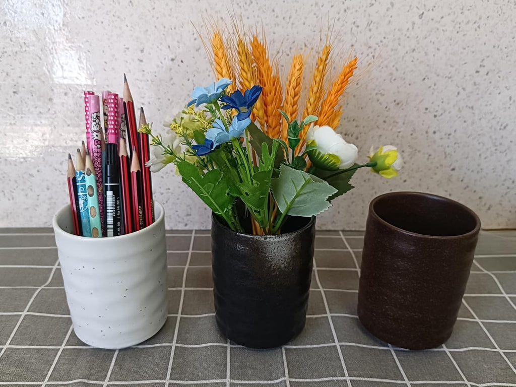 Stoneware Coffee Bar Utensil Holder Tea & Coffee Spoon & Stirrer Holder for Stir Stick Straw Teaspoon Holder Spoon Cup Small Utensil Jar (White)