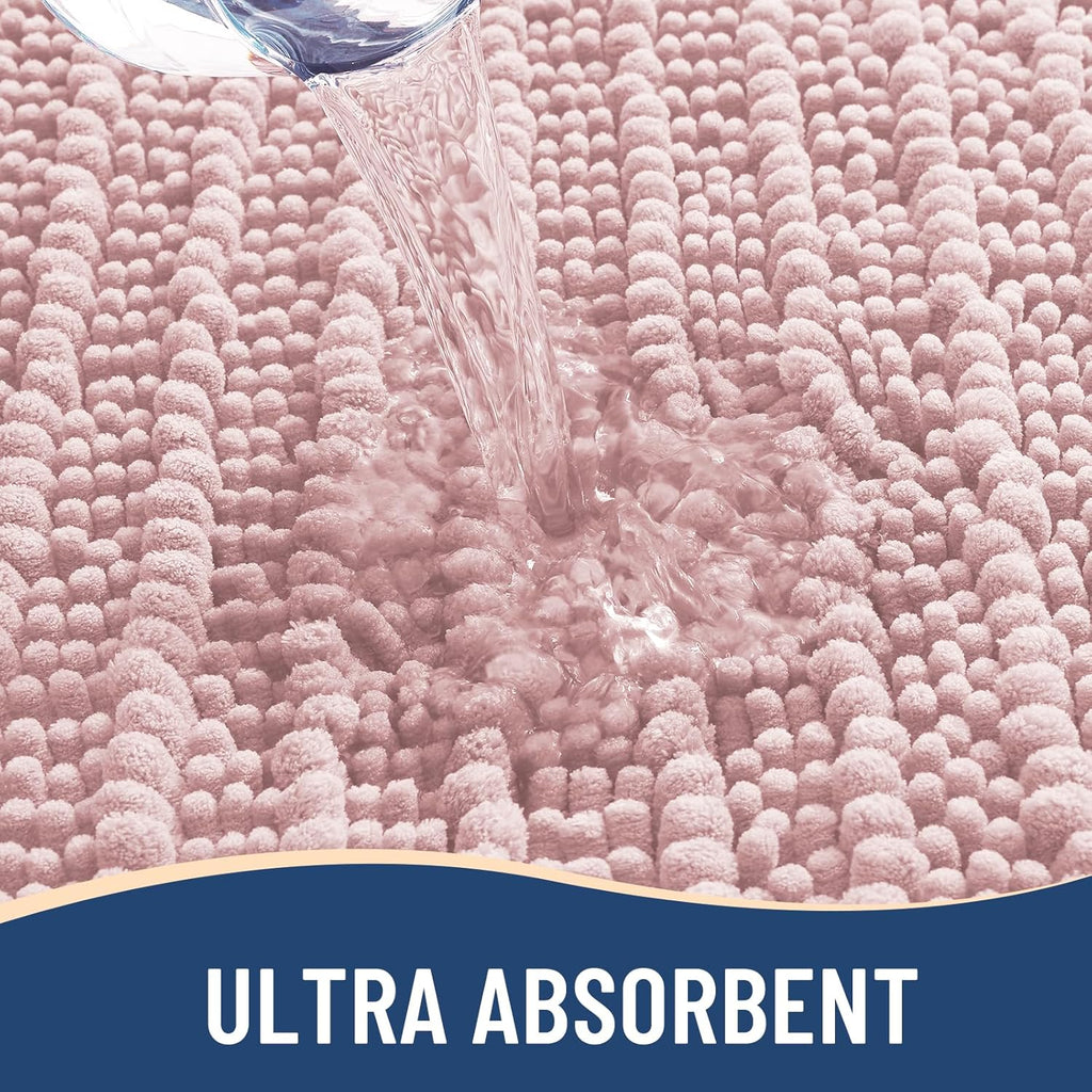 Arotive Luxury Chenille Bathroom Rug Mat, Extra Soft Thick Absorbent Shaggy Bath Rugs, Non-Slip Machine Wash Dry, Plush Bath Mats for Bathroom, Shower and Tub, 30x20, Dirty Pink
