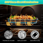 Air Fryer Basket, OPENICE 2 Set Air Fryer Pan and Crisper Tray for Oven, Non-stick Oven Air Fryer Basket for Baking and Crispy Foods - Black