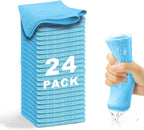 Microfiber Cleaning Cloth-24Pcs (13x13 inch) Ultra Soft Highly Absorbent Rags for Housekeeping-Machine Wash (Blue)