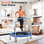 BCAN 40/48" Foldable Mini Trampoline Max Load 330lbs/440lbs, Fitness Rebounder with Adjustable Foam Handle, Exercise Trampoline for Adults Indoor/Garden Workout
