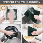 Kitinjoy 100% Cotton Kitchen Dish Cloths, 8 Pack Waffle Weave Ultra Soft Absorbent Dish Towels for Drying Dishes Quick Drying Kitchen Towels Dish Rags, 12 X 12 Inches, Blackish Green