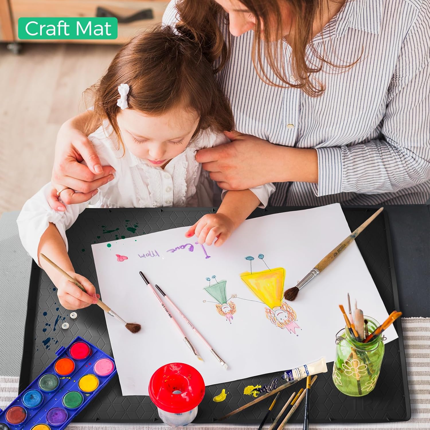 TRZZ Silicone Waterproof Under Sink Mat 31" x 22", Drip Tray and Cabinet Liner for Kitchen and Bathroom, Prevents Water Damage and Organizes Cabinets (Black)