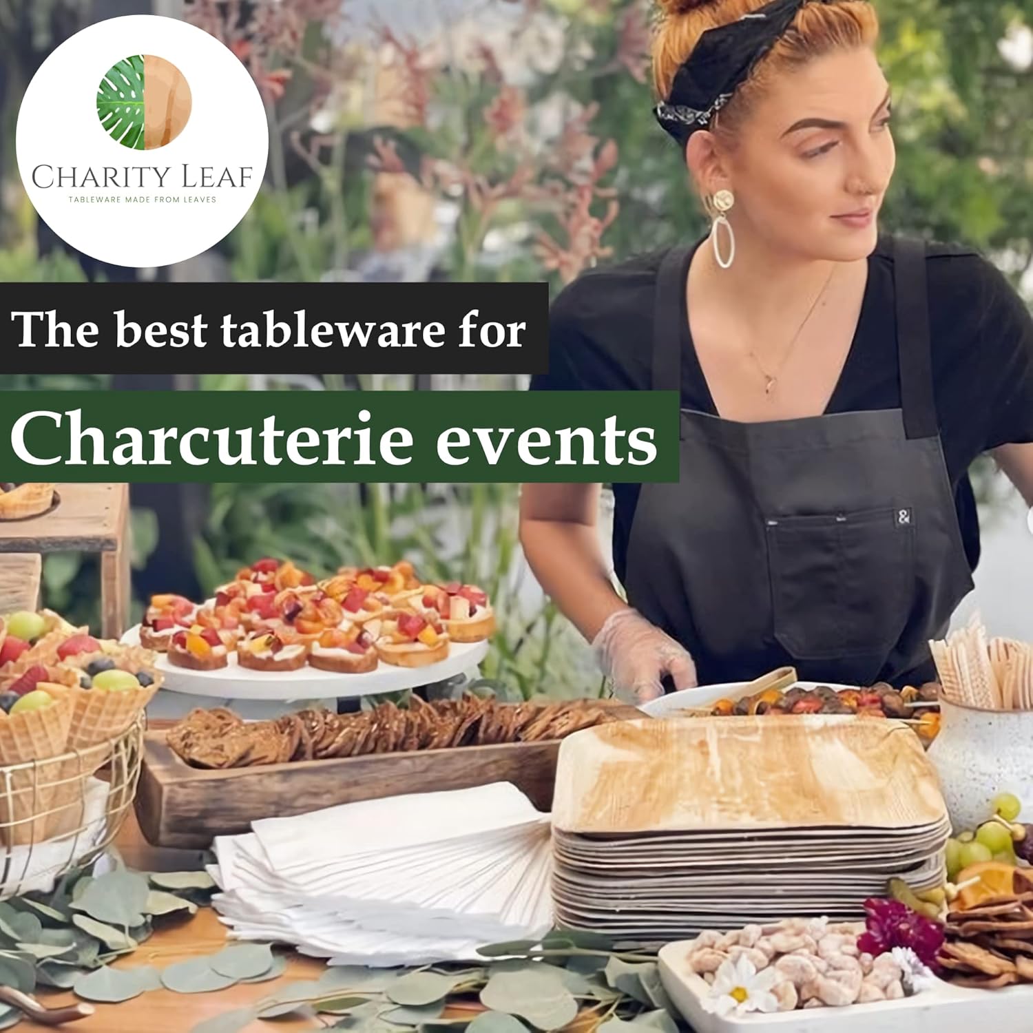Charity Leaf Disposable Palm Leaf 13" x 9" Trays (25 pieces) Bamboo Like Serving Platters, Disposable Boards, Eco-Friendly Dinnerware For Weddings, Catering, Events
