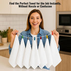 Premium Cotton Kitchen Towels Set of 7 – Ultra Absorbent & Soft Dish Towels with Color Hanging Loops – Quick Dry, Lint-Free Tea Towels for Cooking, Cleaning & Baking - 28" x 28"