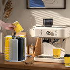 4-Compartment Rotating Paper Cup Holder & Coffee Cup Lid Storage Dispenser, Plastic Cup Dispenser Removable, Space-Saving Countertop Cup Holder for Coffee Bars, Kitchens (Grey)