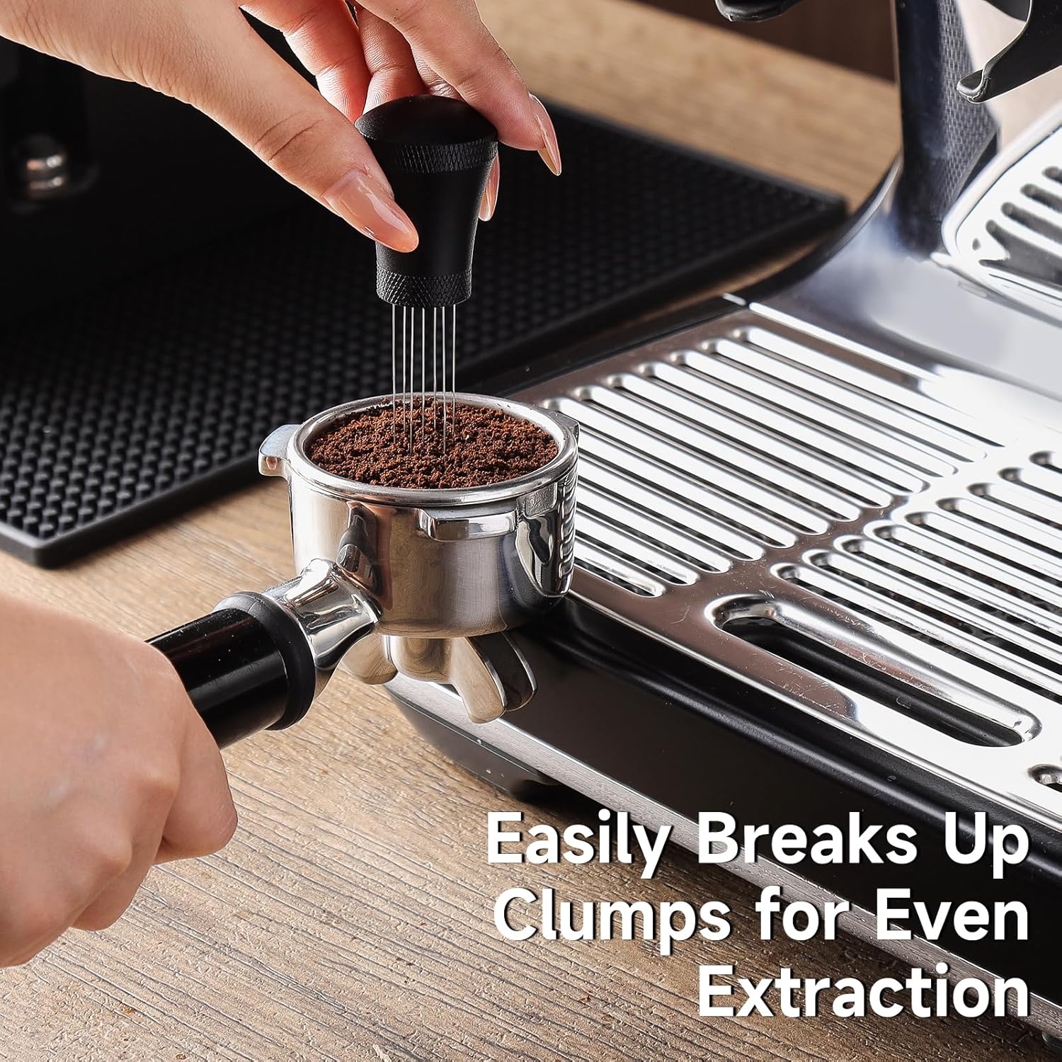 KitchenTour Espresso Accessories Kit 53.5mm, WDT Tool, Dosing Funnel and Puck Screen Set, 304 Stainless Steel Needle Coffee Distribution Stirrer, Portafilter Dosing Ring for Barista 53.5mm