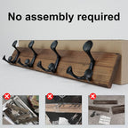 SKOLOO 24-Inch Wood Coat Rack Wall Mount with 4 Triple Hooks - Ideal for Family Entrances, Classrooms, and Pet Supplies Storage - Perfect Coat Hooks for Wall,Charred Golden Brown