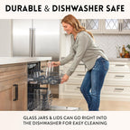 Glass Airtight Canisters with Silicone and Glass Lids – BPA-Free Borosilicate Containers for Food Prep, Storage, Wet or Dry Food Jars for Rice, Tea, Coffee, Candy – Set of 6 (28 oz)