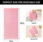 Homaxy 100% Cotton Terry Kitchen Towels(Pink, 13 x 28 inches), Checkered Designed, Soft and Super Absorbent Dish Towels, 12 Pack