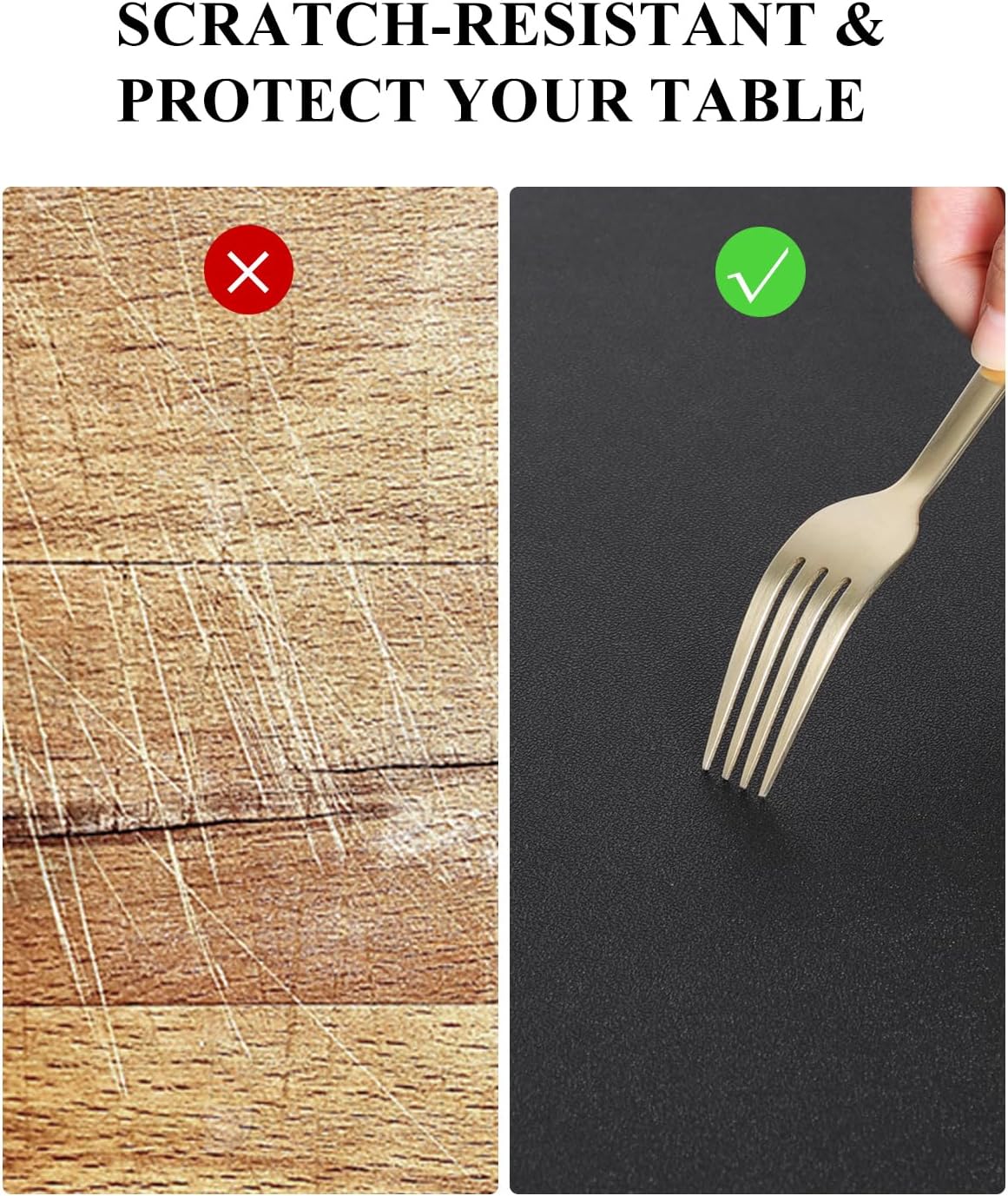 Black Plastic Table Cover Protector, 42" x 78" Waterproof Easy Flat PVC Desk Pad Mat, 1.5mm Thick Rectangle Vinyl Table Top Protector for Dining Room Table, Office, Dresser