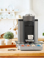 DecoBrothers Crystal Tempered Glass Vertuo Pod Holder Drawer, 28 Large or 56 Small Nespresso Capsule Organizer, White