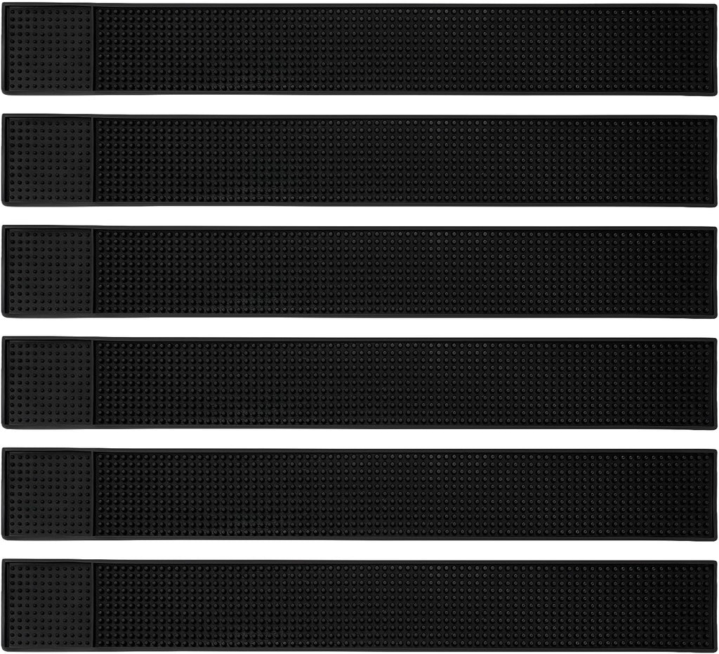 Tioncy 6 Pcs Bar Mat for Countertop 24 x 3 Inch Non Slip Rubber Mat Service Spill Cocktail Bartending Restaurants Barbershop Clippers Salon Tools, Black