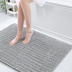 Arotive Luxury Chenille Bathroom Rug Mat, Extra Soft Thick Absorbent Shaggy Bath Rugs, Non-Slip Machine Wash Dry, Plush Bath Mats for Bathroom, Shower and Tub, 44x32, Light Grey