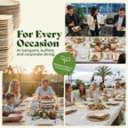 Chic Leaf Palm Leaf Bamboo Plates - 9-Inch Square, Pack of 50 - Eco-Friendly Compostable Platters - Microwave-Safe Disposable Plates - Durable Party Dishware