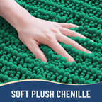 Arotive Luxury Chenille Bathroom Rug Mat, Extra Soft Thick Absorbent Shaggy Bath Rugs, Non-Slip Machine Wash Dry, Plush Bath Mats for Bathroom, Shower and Tub, 30x20, Emerald