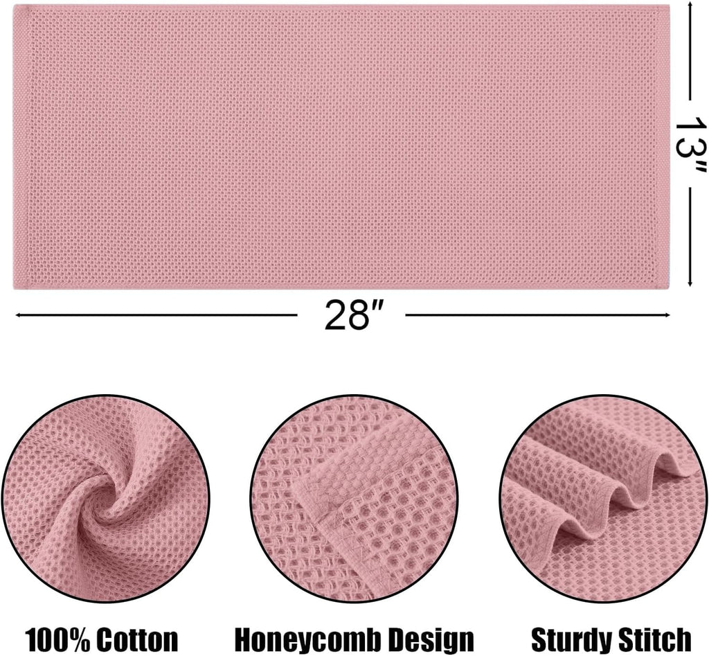 Kitinjoy 100% Cotton Waffle Weave Kitchen Towels (13 X 28 Inches, Dried Roses), 4-Pack Super Soft and Absorbent Dish Towel for Drying Dishes, Kitchen Hand Towels