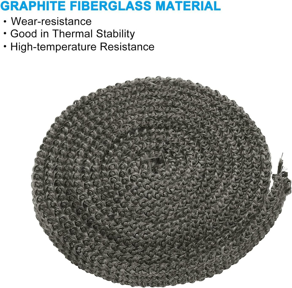 PATIKIL Wood Stove Gasket, 2Pcs 3/8" x 1/8" x 118" Flat Graphite Fiberglass High-Temperature Resistance Seal Rope for Stoves Fireplace Door, Black