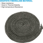 PATIKIL Wood Stove Gasket, 2Pcs 3/8" x 1/8" x 118" Flat Graphite Fiberglass High-Temperature Resistance Seal Rope for Stoves Fireplace Door, Black