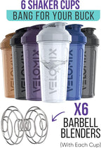 '-6 PACK- 28 oz Protein Shaker Bottle for Protein Mixes - 6x Wire Whisk | Leak Proof Shaker Cups for Protein Shakes | Protein Shaker Bottle Pack | Protein Shake Cup (Elemental Mix)