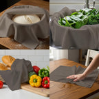 Flour Sack Dish Towels for Kitchen Set of 6 (28"x28") 100% Cotton Bread Dough Proofing Highly Absorbent Hand Towel, Thick Baking Cloth for Baguettes, Ciabatta, Pastry Reusable Tea Towels - Charcoal