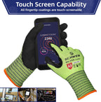 Schwer ProGuard Highest Level Cut Resistant Work Gloves PR3326 for Extreme Protection, ANSI A9 Working Gloves with Sandy Nitrile Coated, Touch-screen, Durable, Washable, Non PFAS, Yellow 1 Pair L