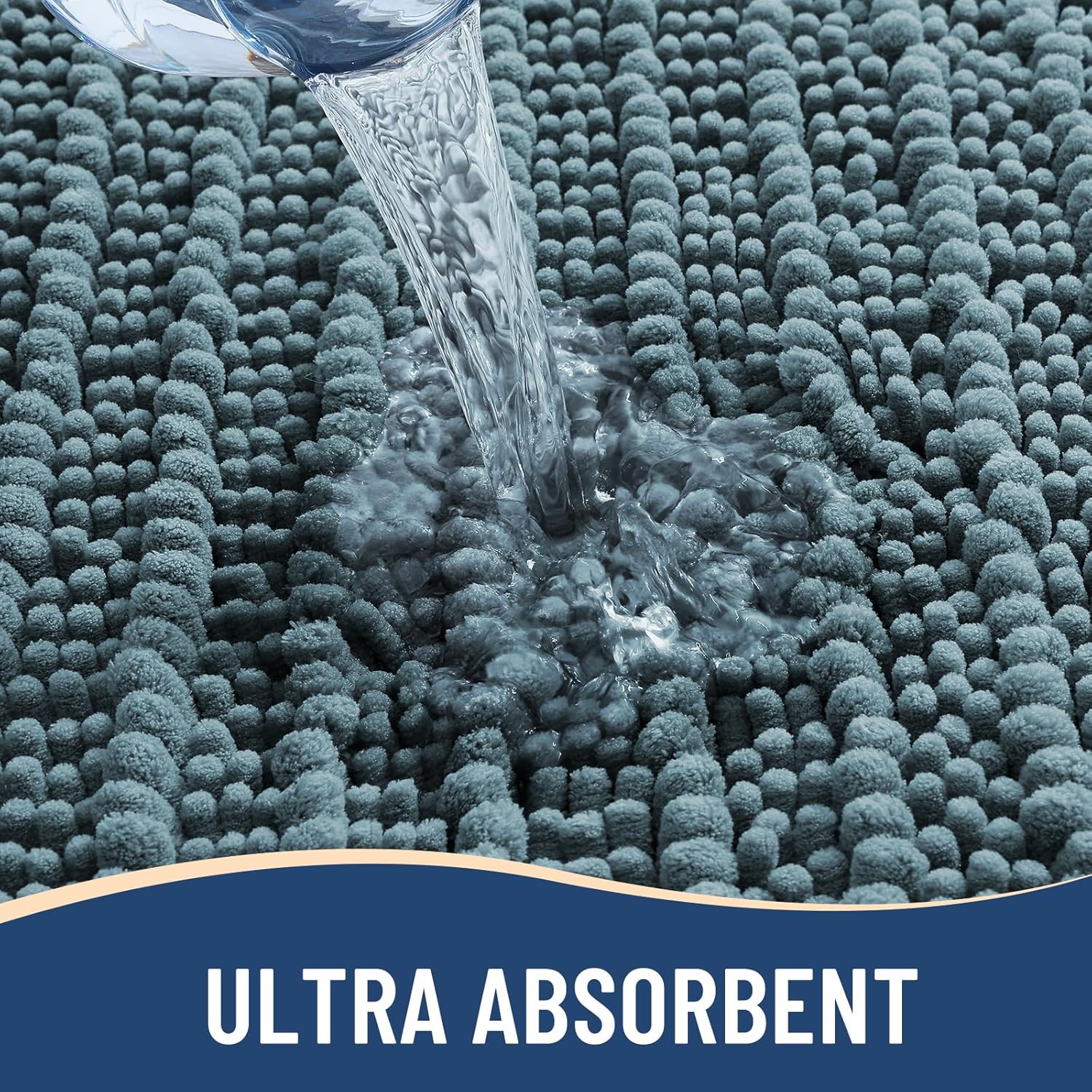 Arotive Luxury Chenille Bathroom Rug Mat, Extra Soft Thick Absorbent Shaggy Bath Rugs, Non-Slip Machine Wash Dry, Plush Bath Mats for Bathroom, Shower and Tub, 34x21, Smoky Gray