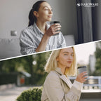 [100 SET]Harvest Pack 12 oz Disposable Coffee Cups, Insulated Ripple Double-Walled Paper Cups with Lids, Black and White Geometric, Drinking Cups for Tea Hot Chocolate Drinks To go coffee cups