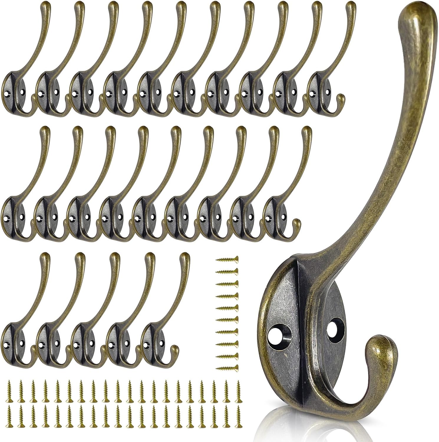 Wall Hooks for Hanging, 25-Pack Heavy Duty Metal Coat Hooks, for Living Room, Bathroom, Kitchen, Bedroom for Towel, Hat, Key, Closet, Bag (Bronze)