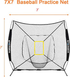 Storgem Baseball and Softball Practice Net 7×7ft Portable Hitting Pitching Batting Training Net Baseball Backstop Net with Batting Tee and Strike Zone and Bow Frame